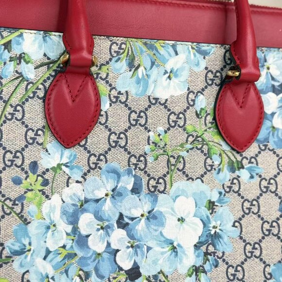 Gucci GG Logo Supreme Flower Shoulder Bag with Red Handles & Floral Design - Picture 6 of 12